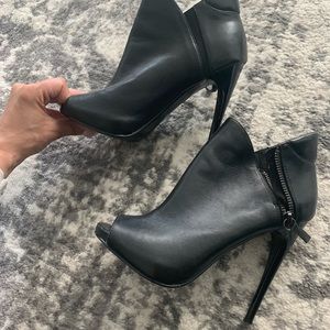 Steve Madden Black Leather Peep Toe Bootie